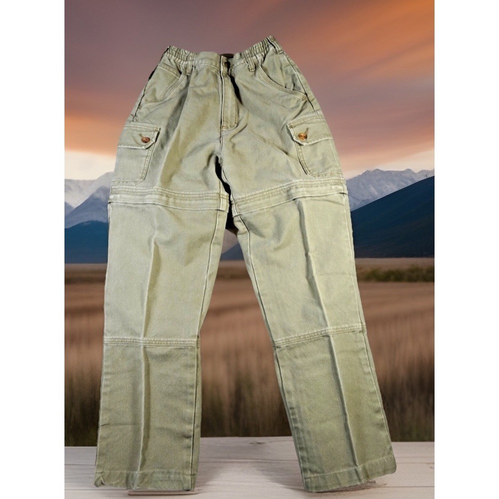 Cabellas Outdoor Womens Olive Convertible Canvas Cargo Pants 6 Reg (fits27x28)